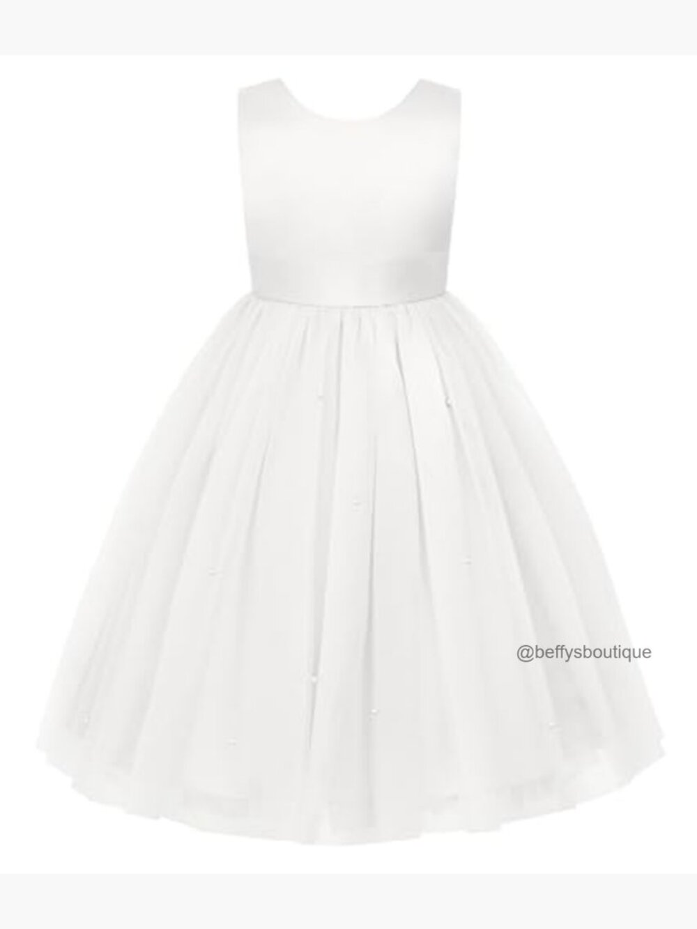 Flower Girl Dress Satin A-Line Tulle Skirt Bowknot Back Zipper - Picture 2 of 7